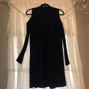 off the shoulder navy dress